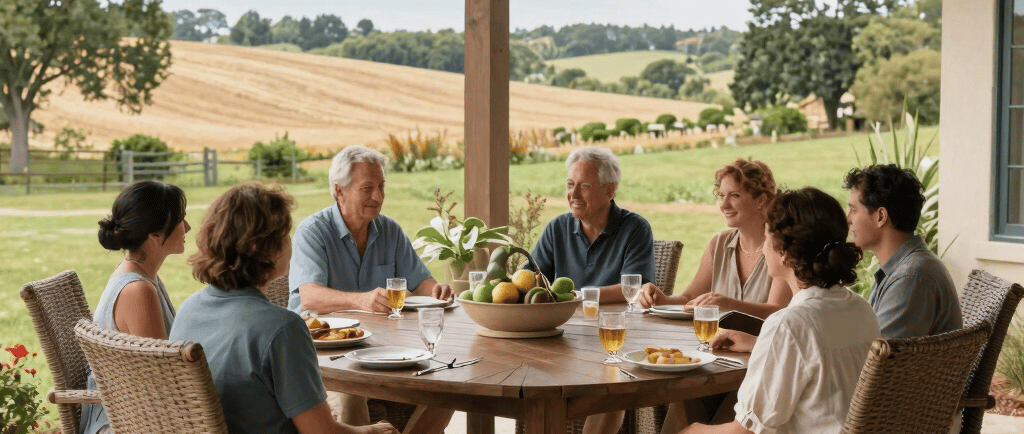Outdoor seating area with brooklyn signage