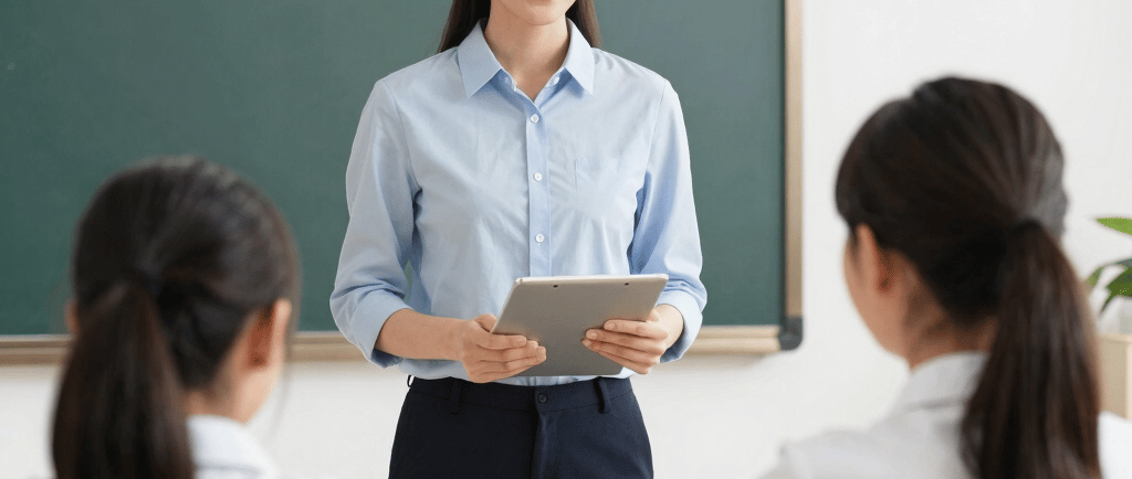 woman in white long sleeve shirt holding green tablet computer