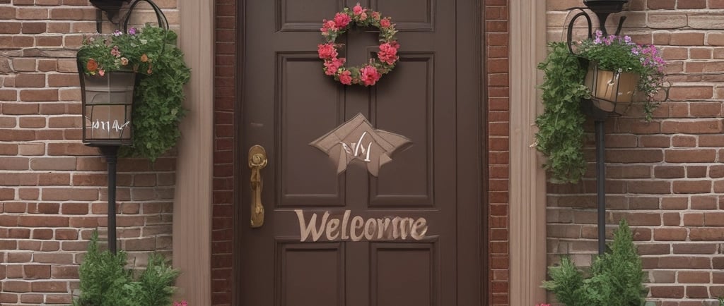 a welcome sign on a brick building with a welcome sign that says welcome