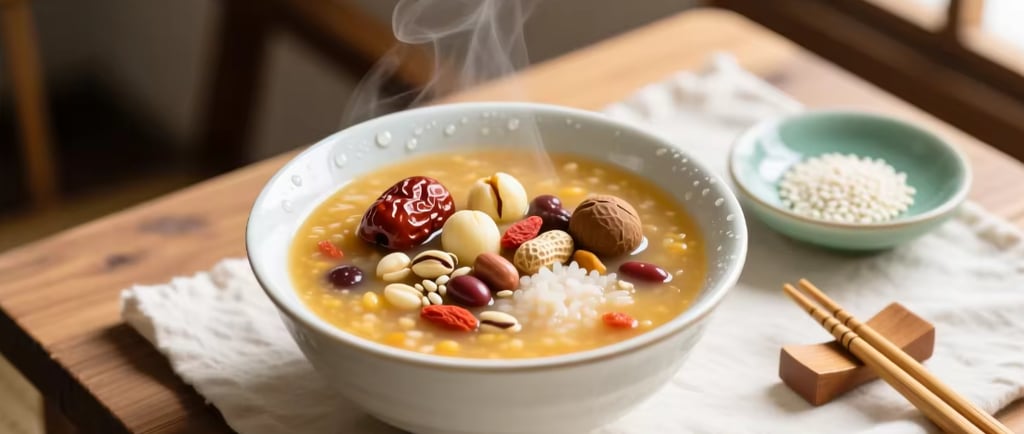 Bol de labazhou, la sopa ritual del Festival Laba en China.