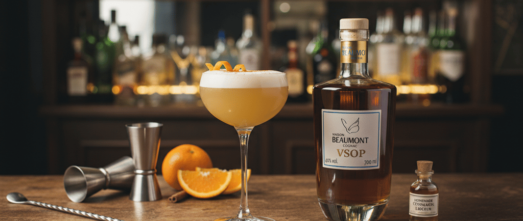 Cocktails-cognac, Sparkling spice, le cocktail pétillant et audacieux au Cognac Maison Beaumont VSOP