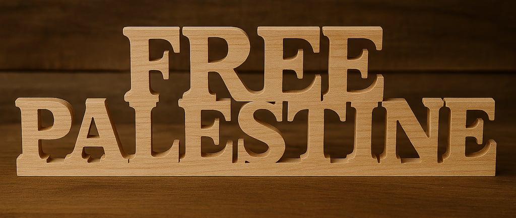 Sculture en bois 'FREE PALESTINE' pour Gaza et la Palestine