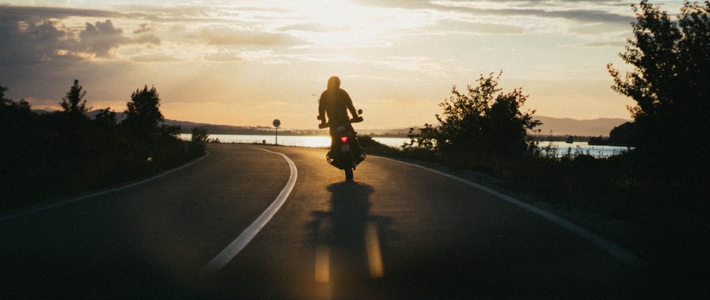 Photo by Djordje Petrovic: https://www.pexels.com/photo/person-riding-motorcycle-during-golden-hour-