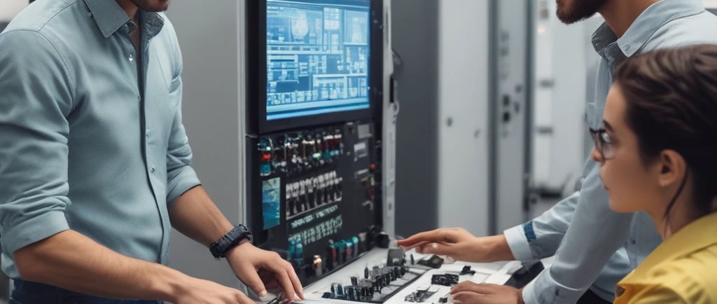 a man and woman working on a computer