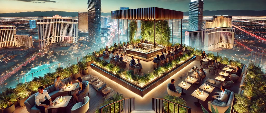 a restaurant with a view of the city
