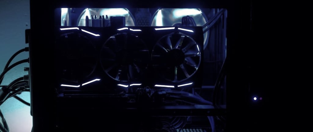 video card RTX installed into computer