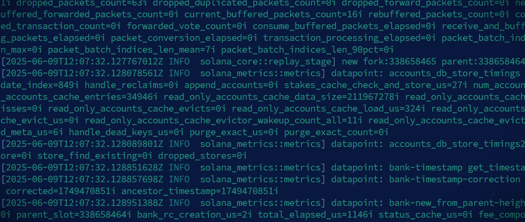 solana validator logs output