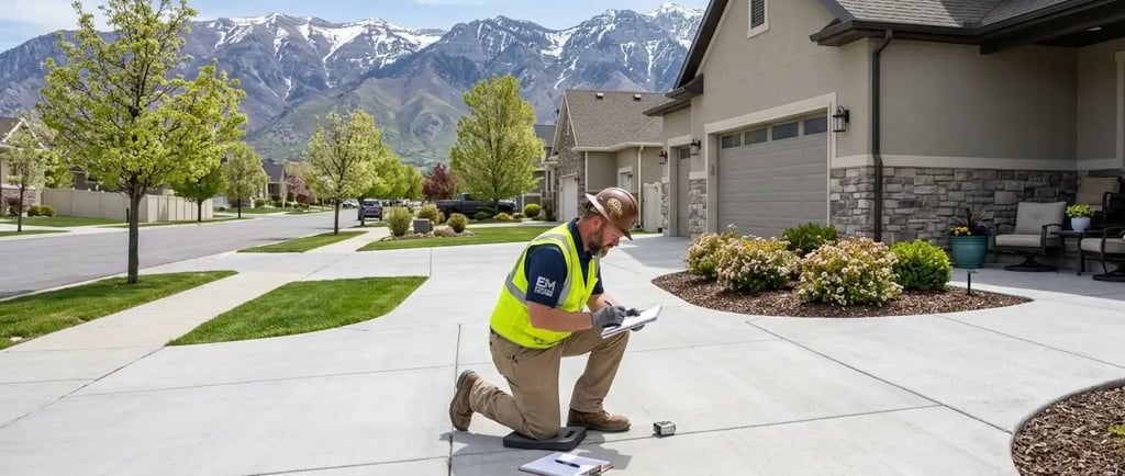 Spring concrete driveway inspection in Eagle Mountain UT