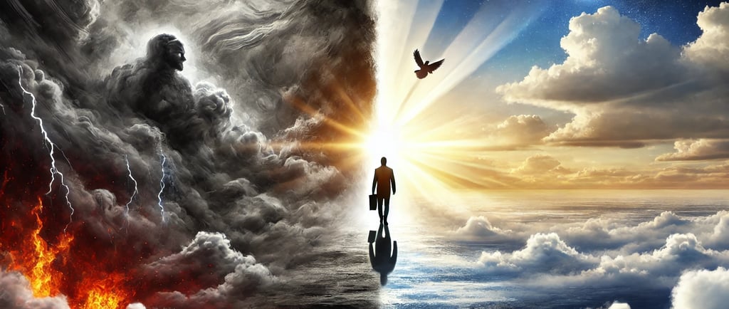 a man standing in front of a wall of light with a bird flying over it