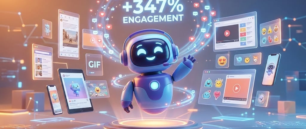 Illustration 3D haute qualité d’une mascotte publicitaire créée par CCA Studio, entourée d’écrans et