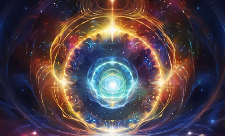 uma espiral colorida com uma estrela no centro