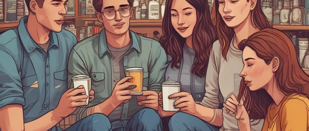 Hands holding several seashells and stones.