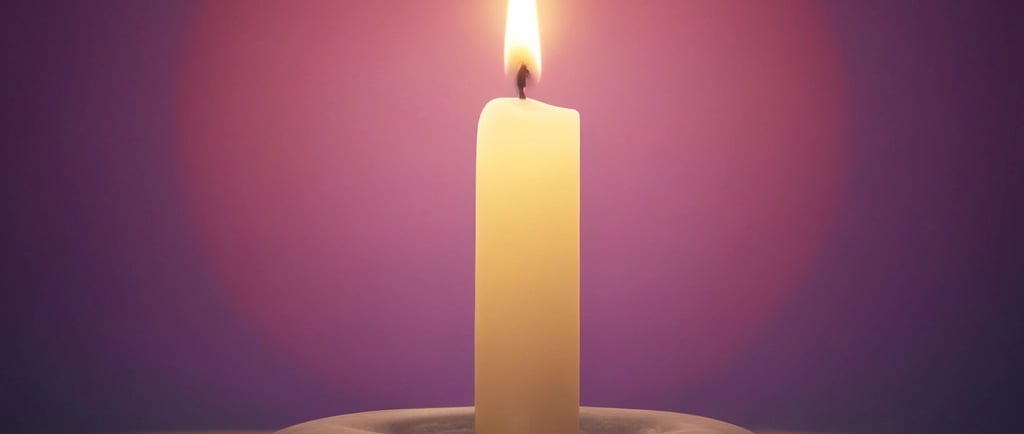 bougie sur fond mauve