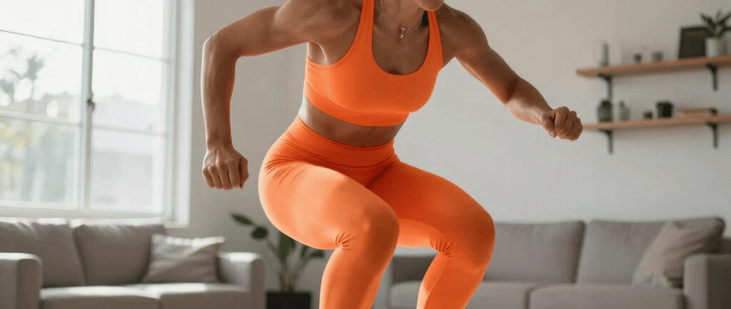 American woman doing weight loss exercise to burn fat fast with SkinnyRx GLP-1 medical support