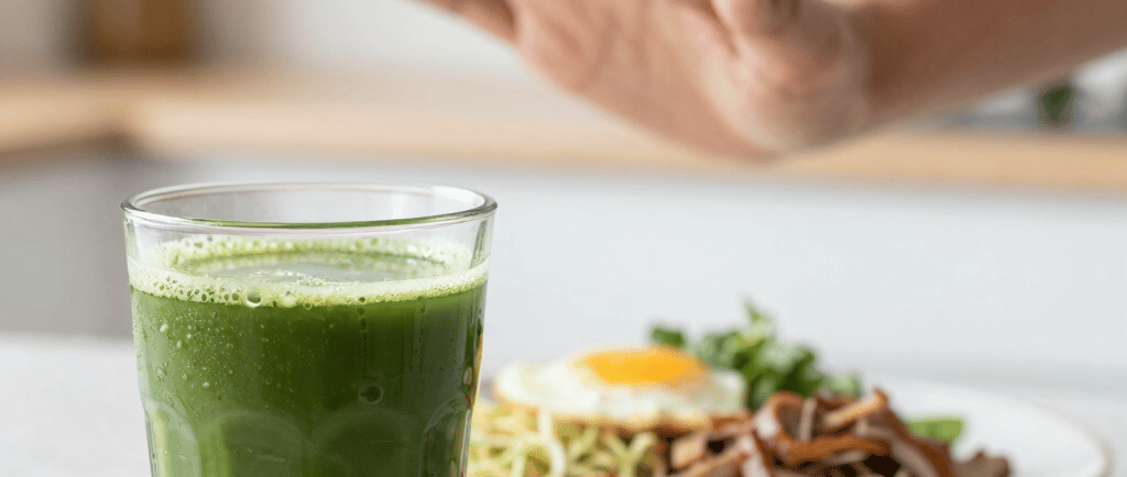 Natural appetite curbing with Matcha Suri showing what to take to control hunger daily