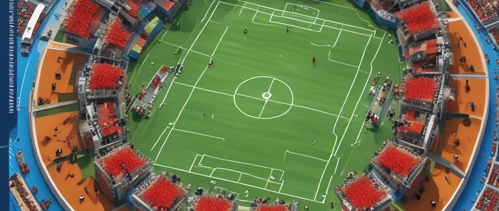 a soccer field with a soccer field and a stadium