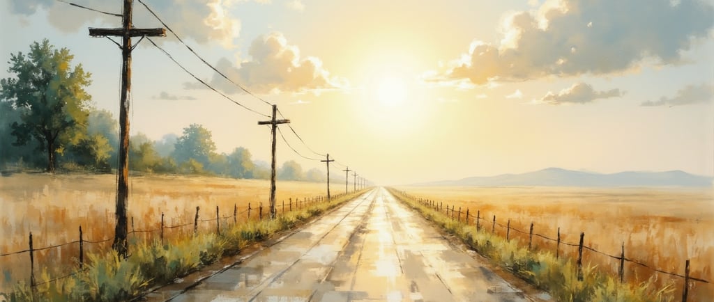 a road with a sunset