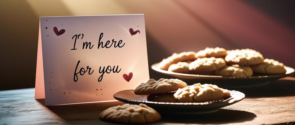 cookies and a card saying i'm here for you