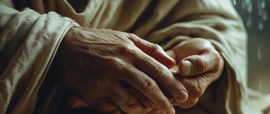 a man holding his hands together