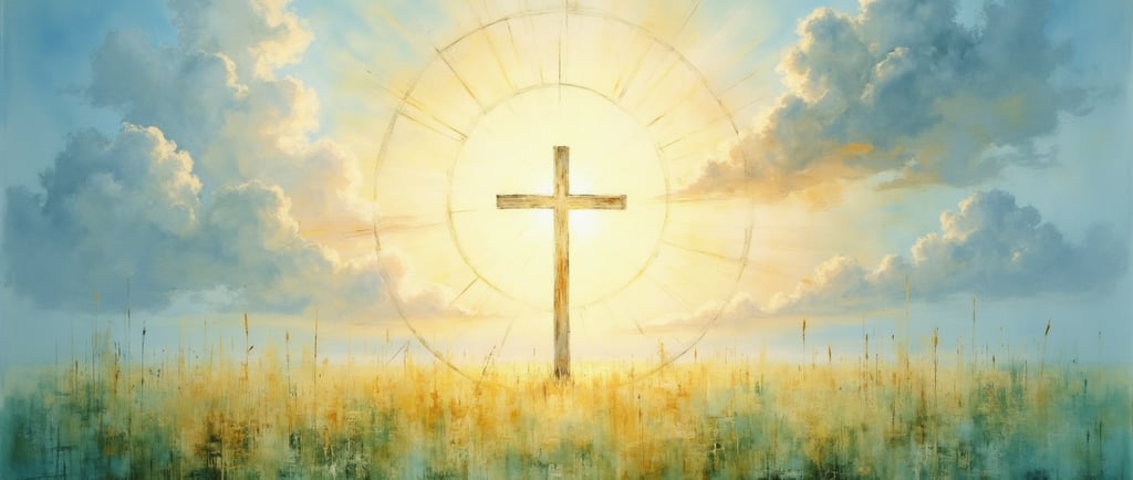 a cross in the middle of a bright field