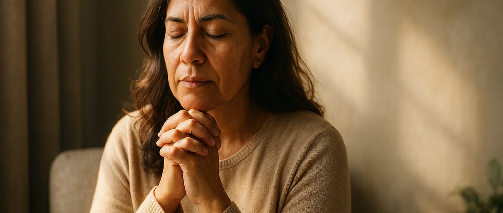 a woman praying inside a room