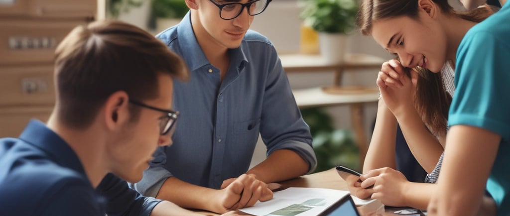 man in blue dress shirt and black pants standing in front of yellow and white signage