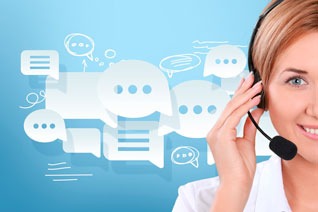 a woman in a headset with a headset and a headset