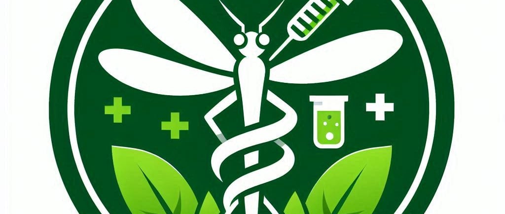 a mosquito with a medical symbol and syringe and niddle 