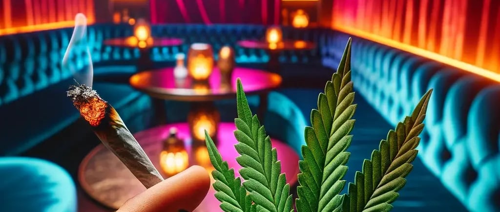 a person holding a marijuana leaf in their hand
