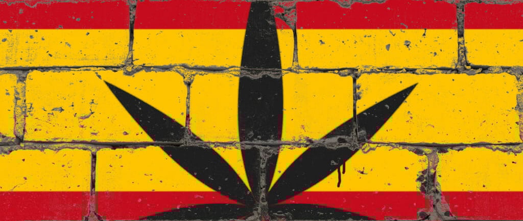 a marijuana leaf on a brick wall with a marijuana leaf Spain cannabis guide info