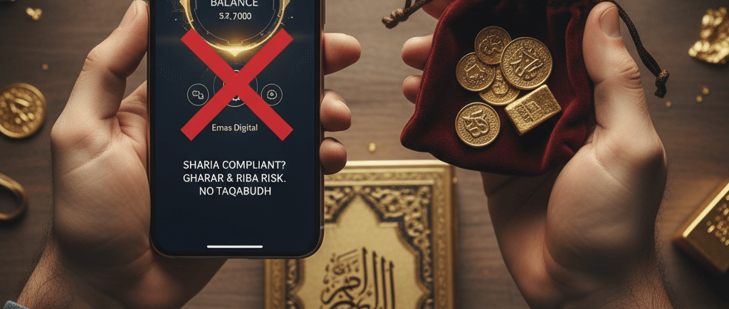 Emas digital versus emas fisik menurut syariat Islam.