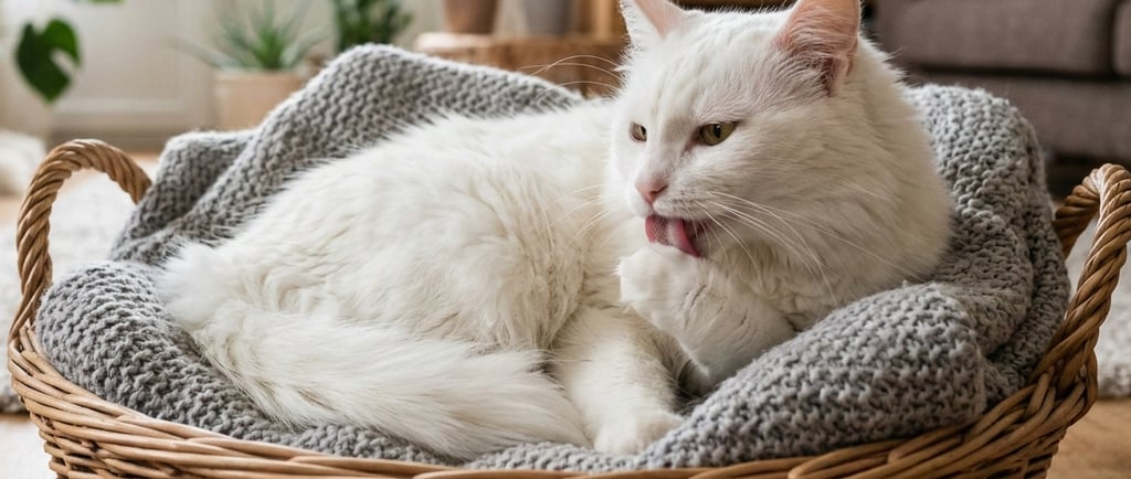 Chat qui se leche la pate