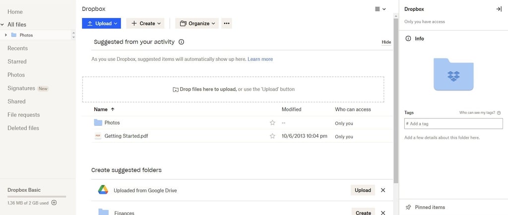 dropbox storage