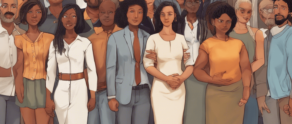 a group of people standing