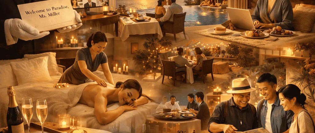 Personalized experience, private dining, spa treatments, concierge service, tailored stays for different types of travellers.