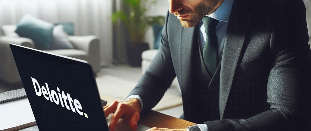 a man in a suit and tie is working on a laptop
