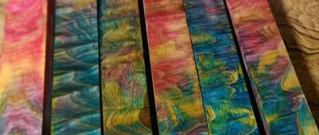 rainbow color stabilized wood block for cue 