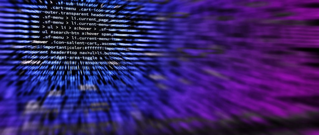 a distorted image of screen showing lines of code