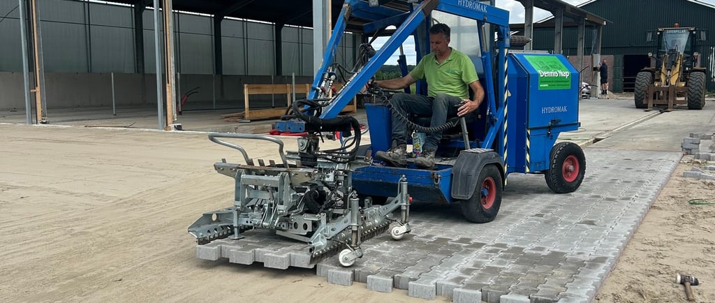 machinaal bestraten met leg machine