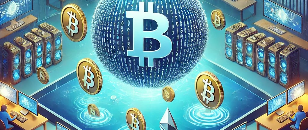 a sphere ball with bitcoin and bitcoin symbols