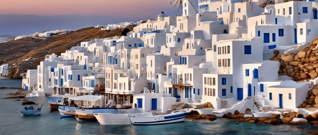 a view of a number of white buildings