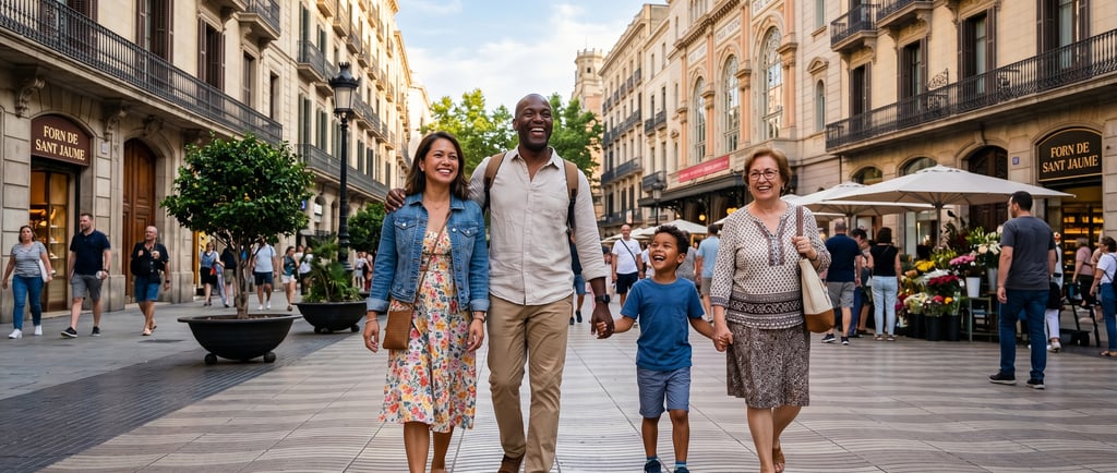 Familia extranjera feliz tras obtener su residencia por Arraigo Familiar en España.