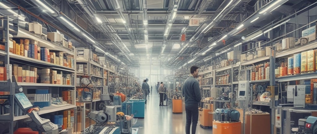 A futuristic workspace with holographic interfaces glowing in blue and gray shades.