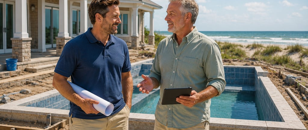 Business owner reviewing plans while discussing disability insurance options for their business