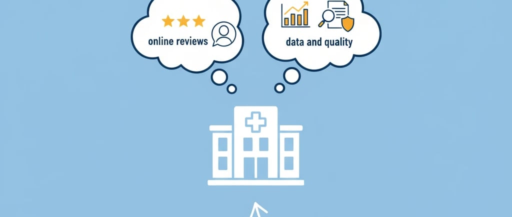 Dr. Konain Muhammad, MBBS, analyzing online reviews and technical data to evaluate hospital quality