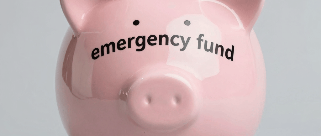 Red emergency sign illuminates a dark building entrance.