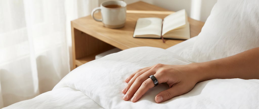 a person's hand holding a ring with a ring on it