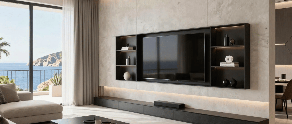 Geintegreerde mediawand en maatwerkkasten in een toekomstgerichte Costa del Sol-renovatie