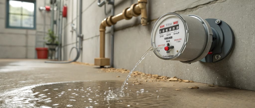 un compteur d'eau a une fuite d'eau