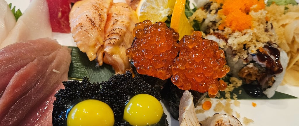 Assorted nigiri and sashimi with ikura at Tsukino Sushi Sarasota